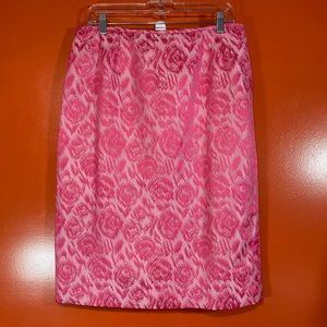 Pink Silver Rose Brocade Skirt Sz 12
